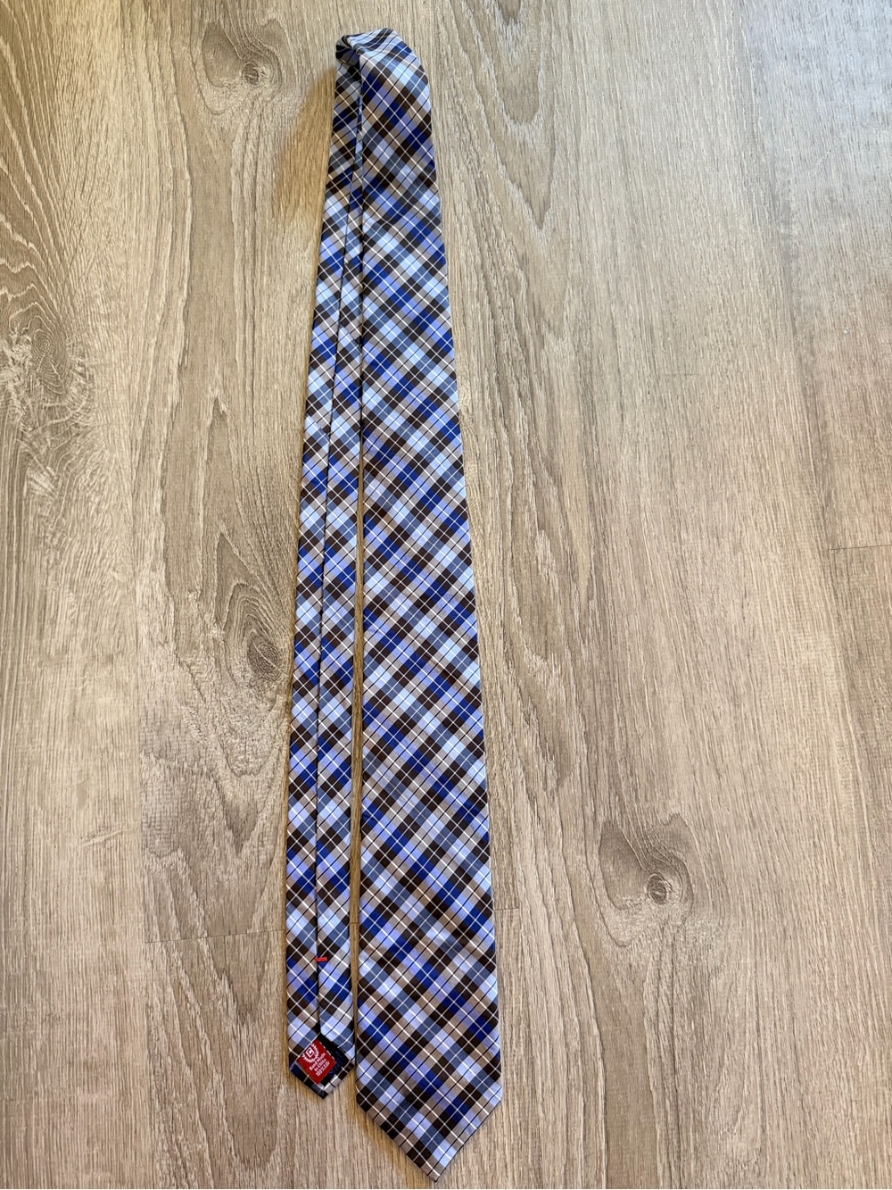 Chaps Blue and White Plaid Men's Tie